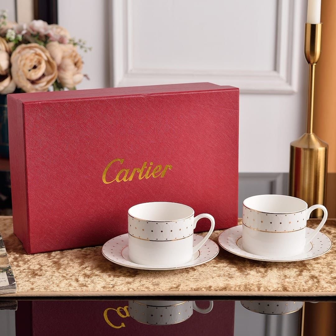 Cartier Porcelain Set of two tea cups - Cartier Cups | Aleppo Gift UAE
